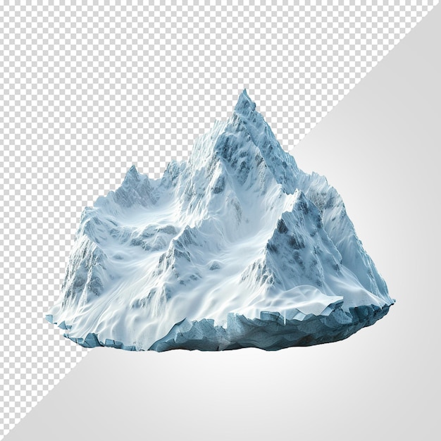 PSD montanha coberta de neve isolada em fundo branco