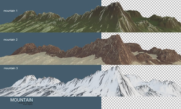 PSD montanhas de diferentes estações