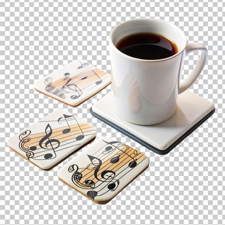 PSD montar una taza melódica sobre un fondo transparente