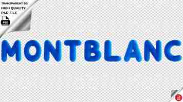 PSD montblanc tipografia azul texto fluffy psd transparente