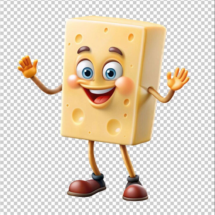 PSD monterey jack lustiger käse isoliert auf durchsichtigem hintergrund