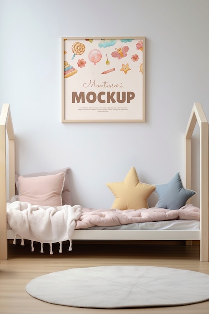 PSD montessori-bett-interior-design-mockup