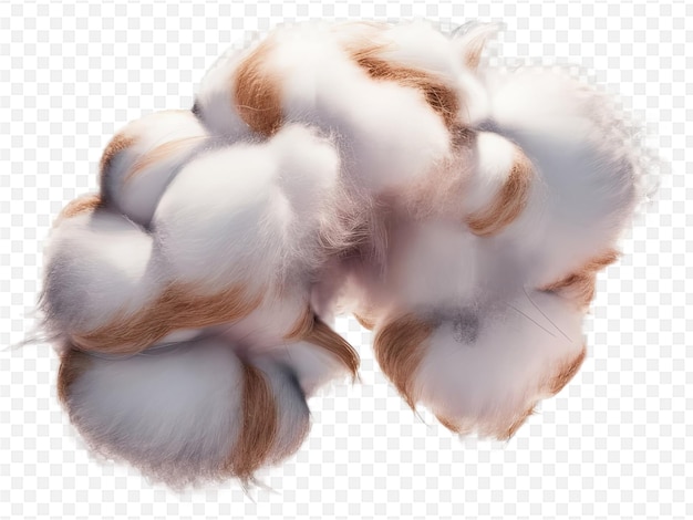 un montón de algodón esponjoso en un fondo transparente