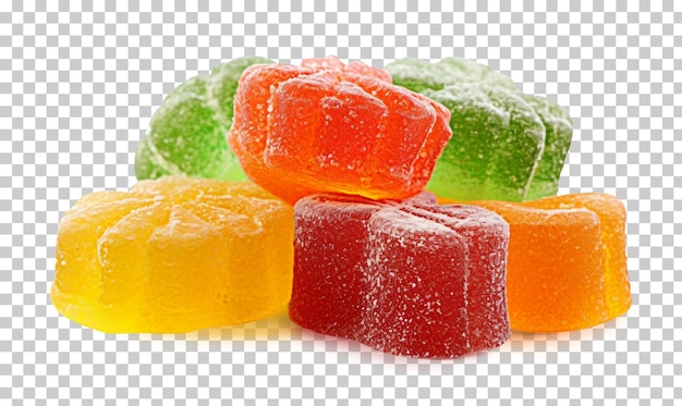 Montón de caramelos de gelatina de colores aislados sobre fondo transparente png psd