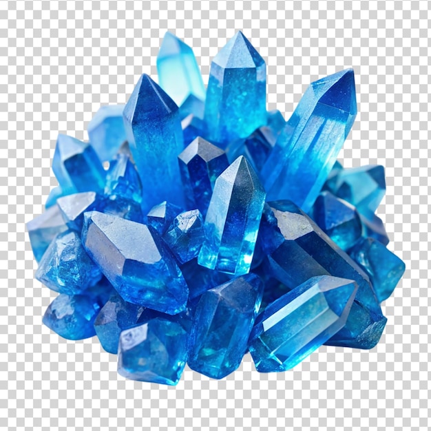 PSD un montón de cristales azules en un fondo transparente