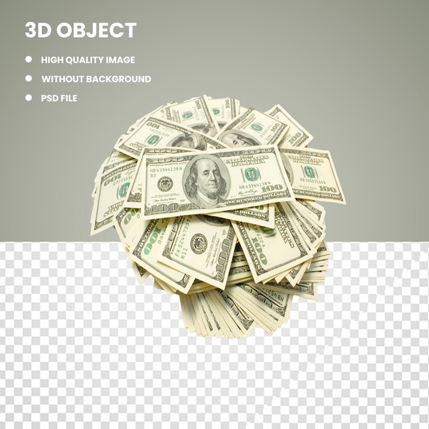 PSD un montón de dinero con las palabras objeto 3d en él