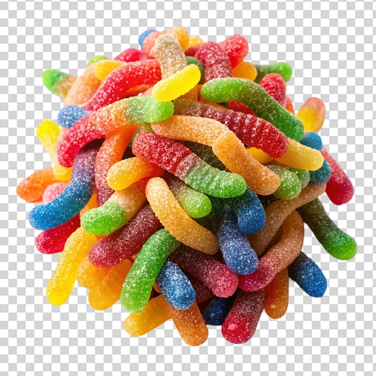 PSD un montón de dulces en un fondo transparente