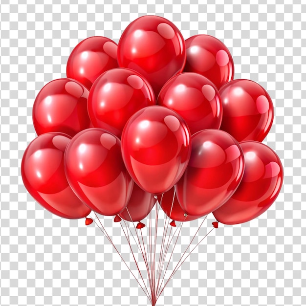 Un montón de globos rojos brillantes
