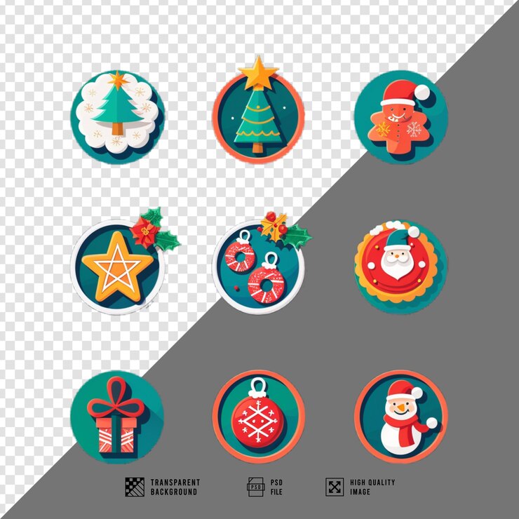 PSD un montón de iconos navideños sin fondo de calidad hd