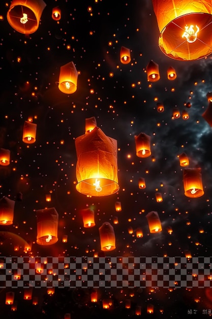 Un montón de linternas que están flotando en el cielo