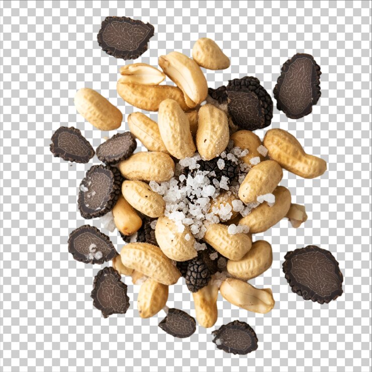 PSD un montón de nueces y semillas en un recorte png de fondo blanco y transparente