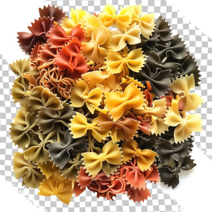 PSD un montón de pasta de diferentes colores están dispuestos en un círculo
