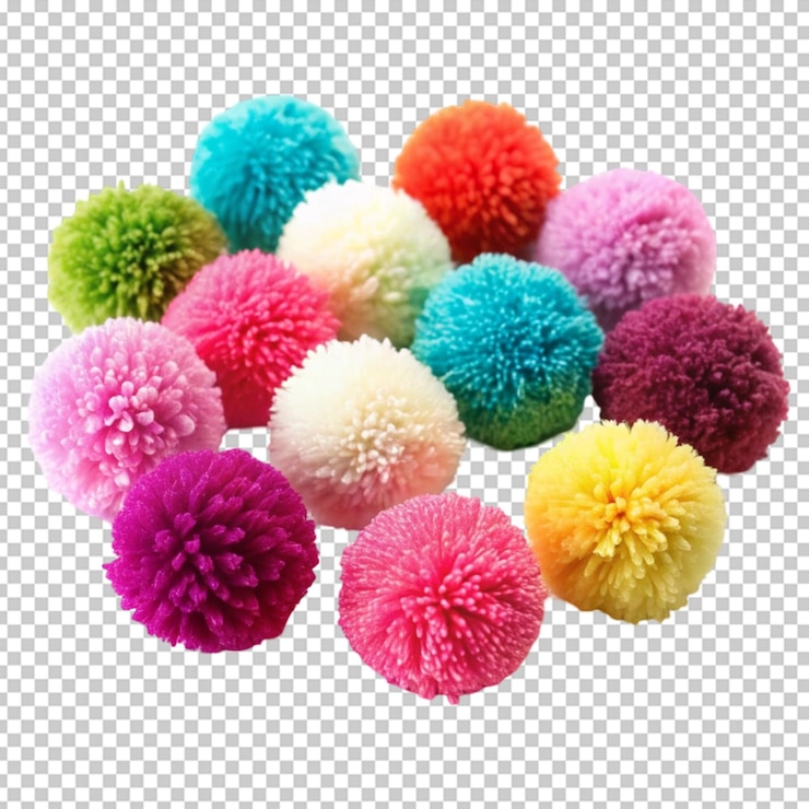 PSD un montón de pom-poms decorativos y coloridos
