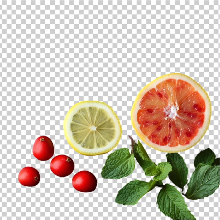 PSD un montón de pomelos están en un fondo transparente