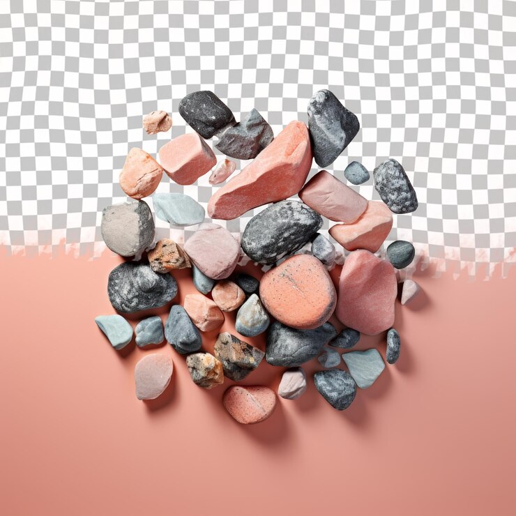 PSD un montón de rocas y rocas en un fondo rojo