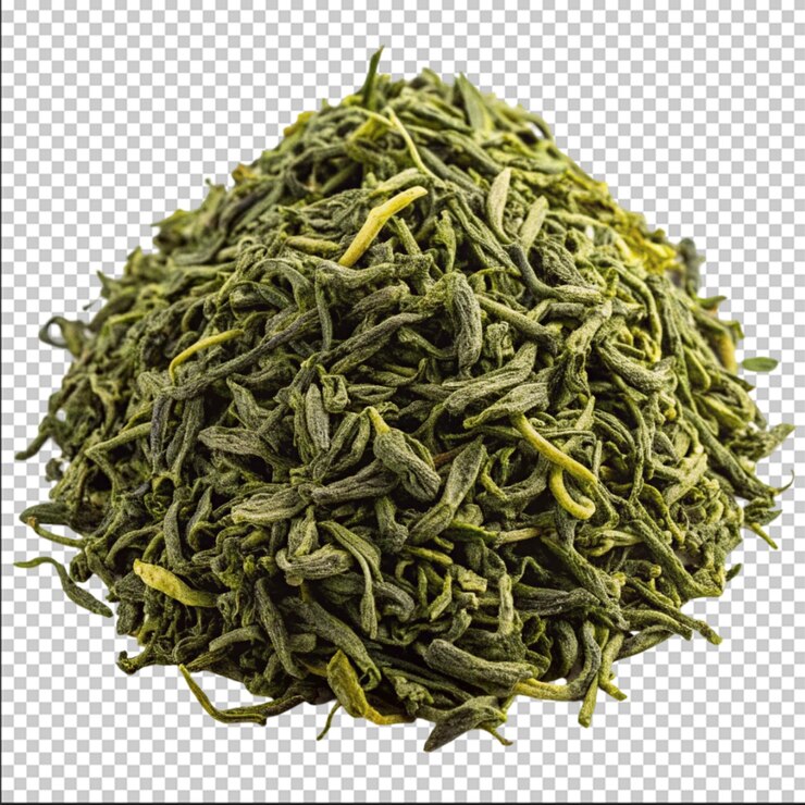 PSD montón de té verde aislado en un fondo transparente