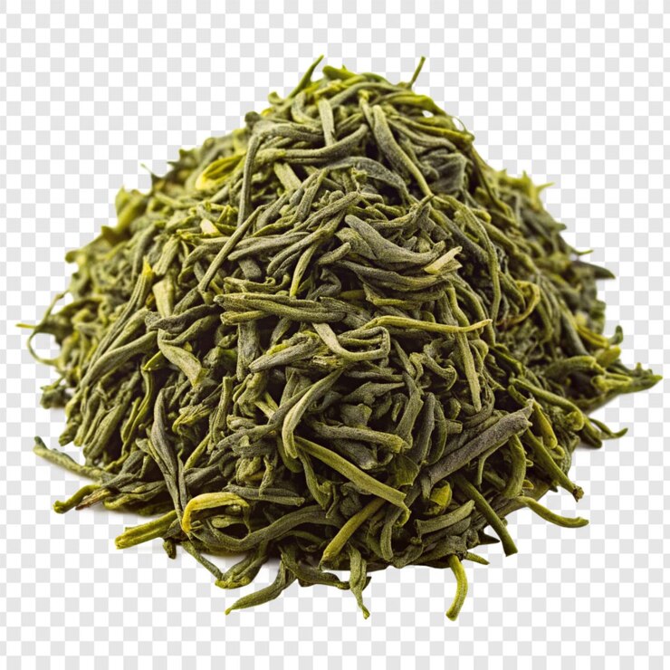 PSD un montón de té verde aislado sobre un fondo transparente