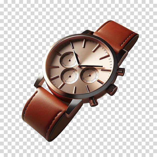 PSD une montre en cuir de luxe à fond transparent