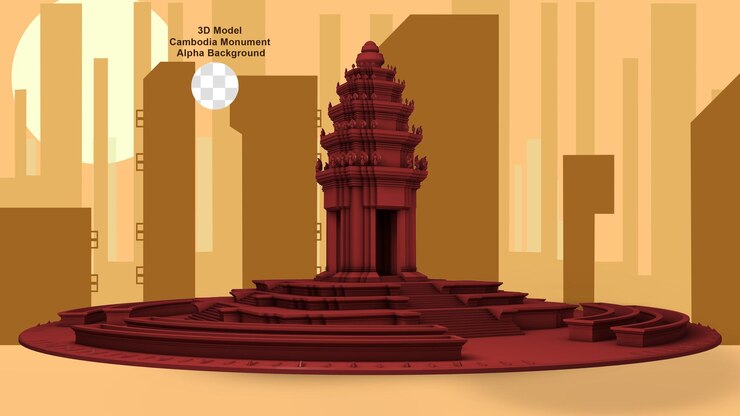 PSD monumento a la independencia de camboya modelo 3d