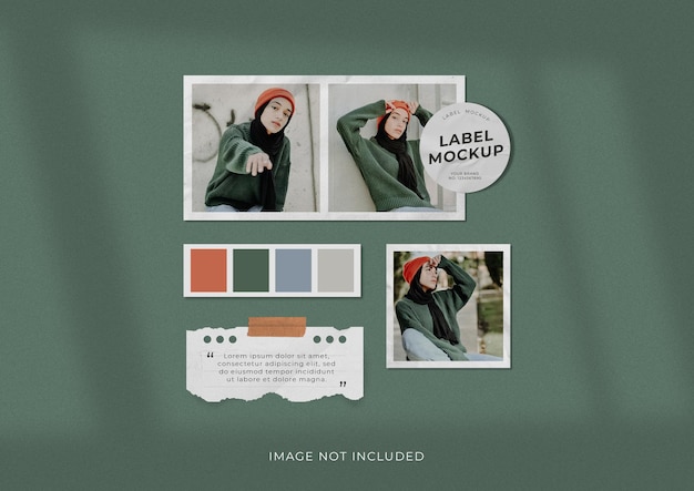 Moodboard-mockup mit einfachem modefotorahmen-set