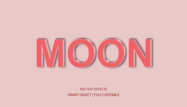 Moon 3d es un PSD premium con efectos de texto editables.