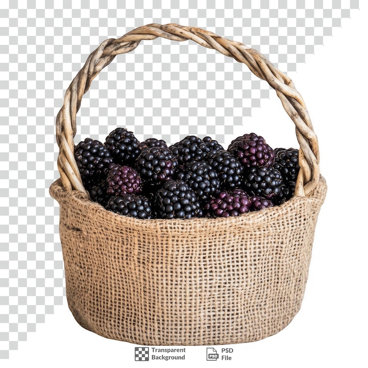 PSD moras en una canasta con fondo transparente