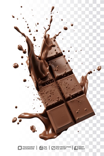 Un morceau de chocolat avec une touche de chocolat sur un fond blanc
