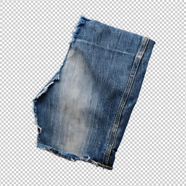 PSD un morceau de denim déchiré sur un fond transparent