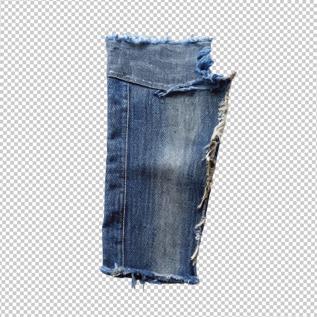 PSD un morceau de denim déchiré sur un fond transparent