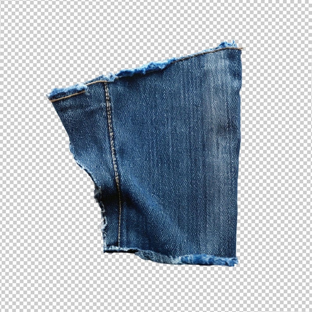 PSD un morceau de denim déchiré sur un fond transparent