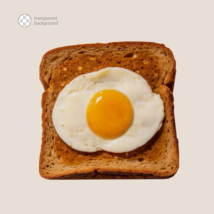 PSD un morceau de pain grillé avec un œuf sur un fond transparent