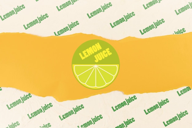 PSD morceau de papier avec logo jus de citron