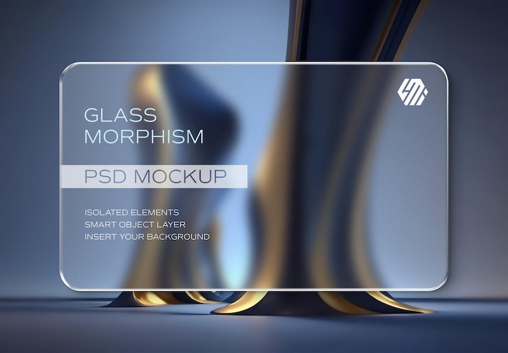 PSD morfismo de vidrio esmerilado brillante sobre fondo editable mockup