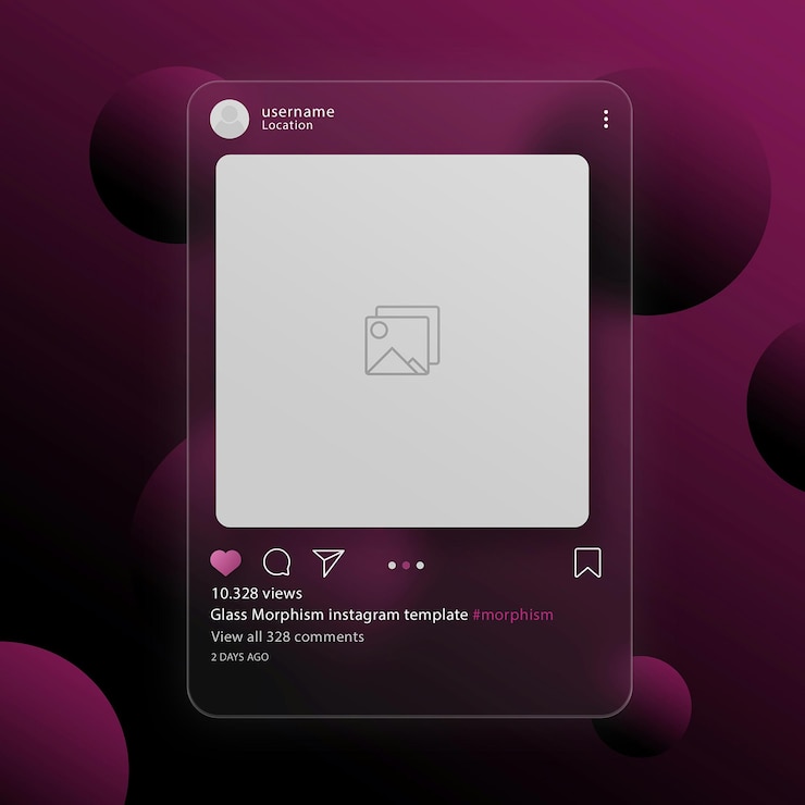 PSD morfismo de vidrio de las redes sociales instagram plantilla de publicación