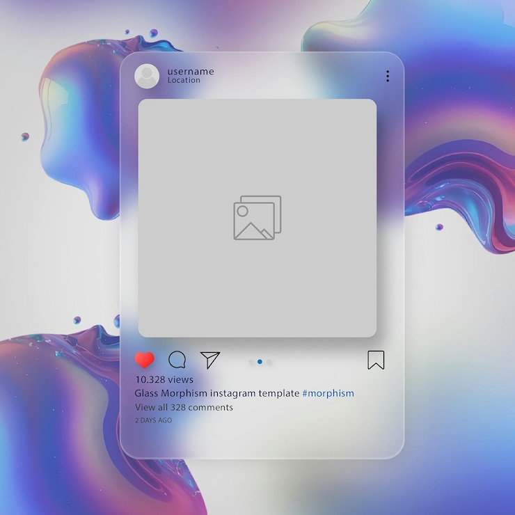 PSD morfismo de vidrio de las redes sociales instagram plantilla de publicación