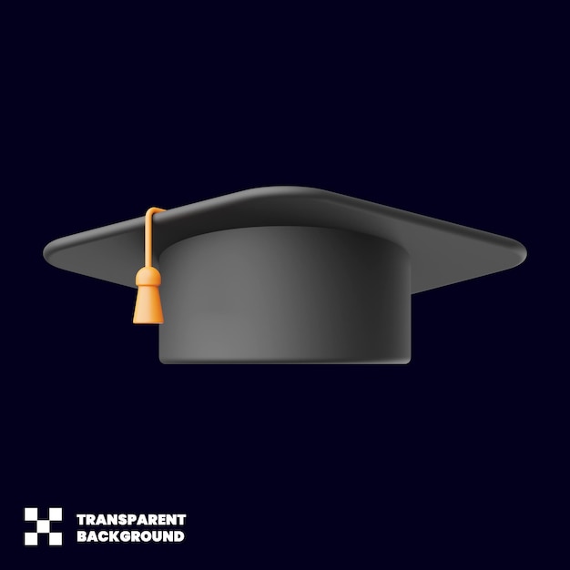 Mortarboard-abschlusshut im minimalistischen 3d-render