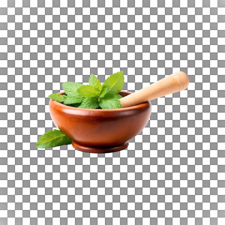 PSD mortero y pesto de madera vintage para moler en la cocina