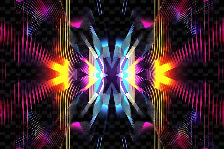 PSD un mosaico colorido de un diamante en el medio de un fondo negro