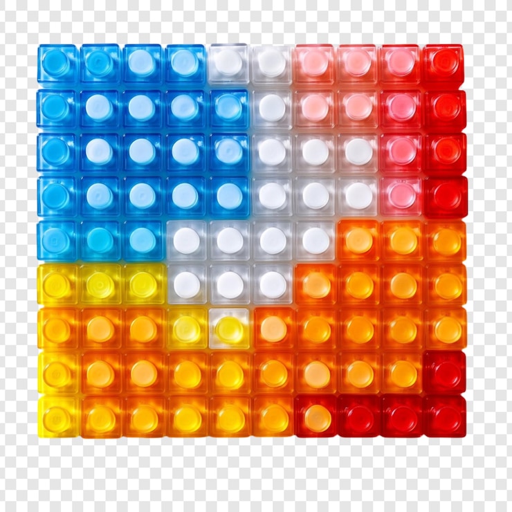 PSD mosaico de blocos coloridos um arranjo vibrante de blocos translúcidos de várias cores formando um impressionante padrão de mosaico