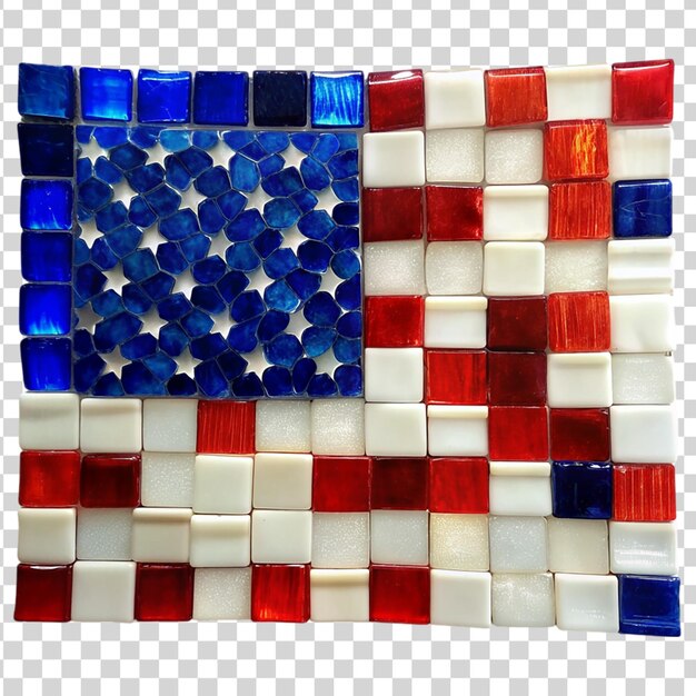 PSD mosaico de vidro de desenho patriótico da bandeira americana isolado em fundo transparente