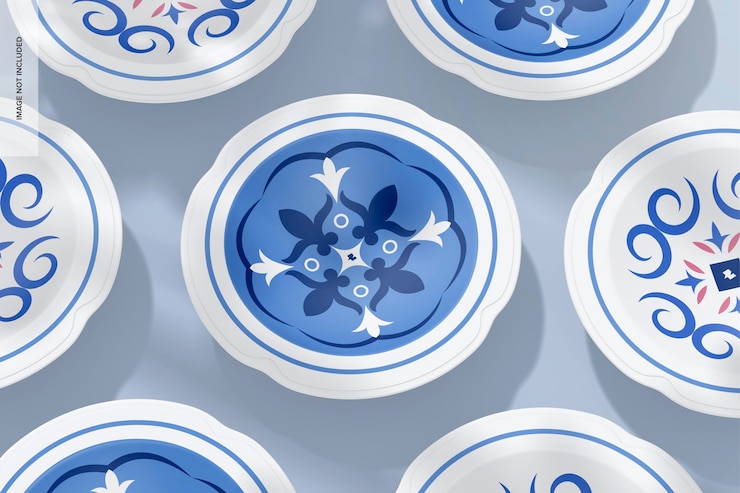 PSD mosaico mockup con piastra in ceramica concava