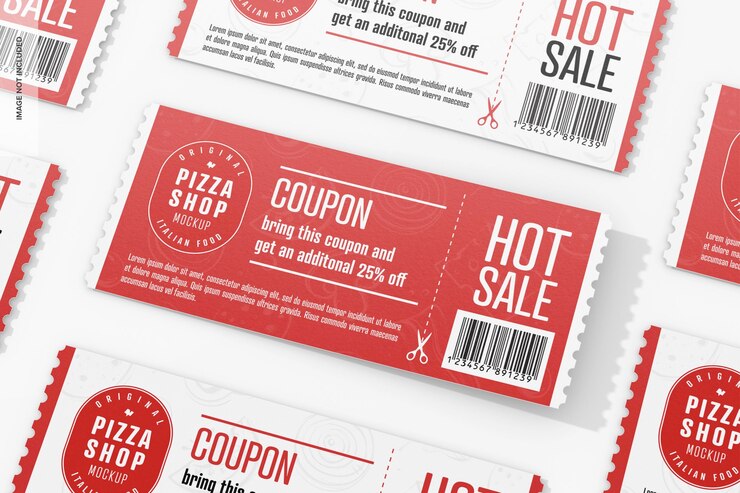 PSD mosaïque de maquette de coupon de réduction de pizza