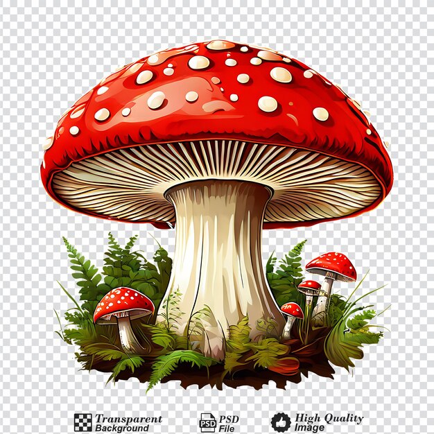 PSD mosca de cogumelo vermelho agarico amanita muscaria isolado em fundo transparente