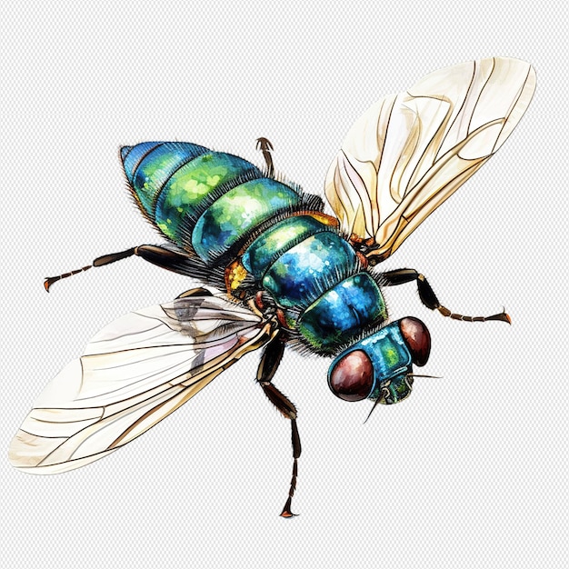 PSD mosca pintada en acuarela