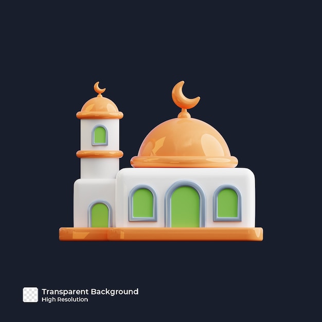 Moschee 3d-renderillustration isolierte premium-psd