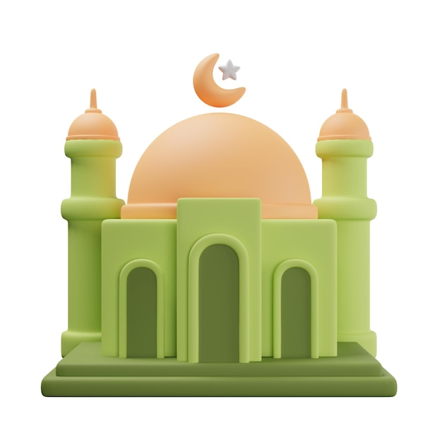 PSD moschee-3d-symbol für islam und ramadan