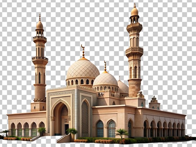 PSD mosquée avec architecture islamique isolée sur un fond transparent