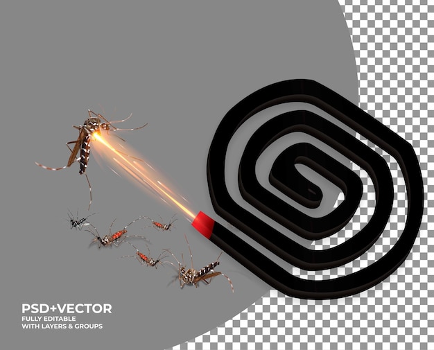 Mosquito coil_mosquitos isolati sullo sfondo psd