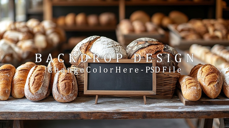 PSD mostra di pane appena cotto con cartella a creta