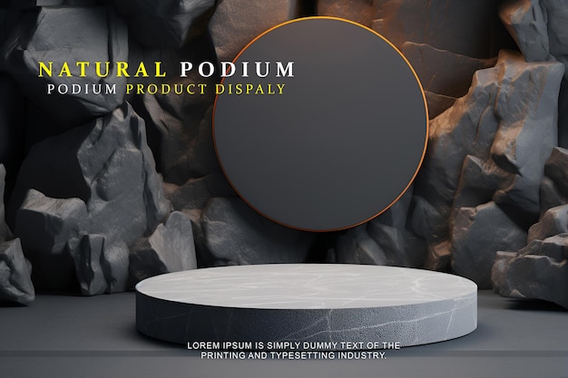 Mostra di prodotti cosmetici podio naturale stand podio scena per la presentazione del prodotto